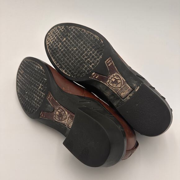 Ariat Brown Leather Western Paddock Clogs Size 8.5 - Picture 7 of 10